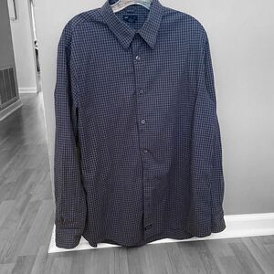 Men’s Structure Blue Check Button Down Shirt Size Medium